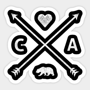 Simple Distressed California CA Cross Logo Bear Heart Cali Sticker